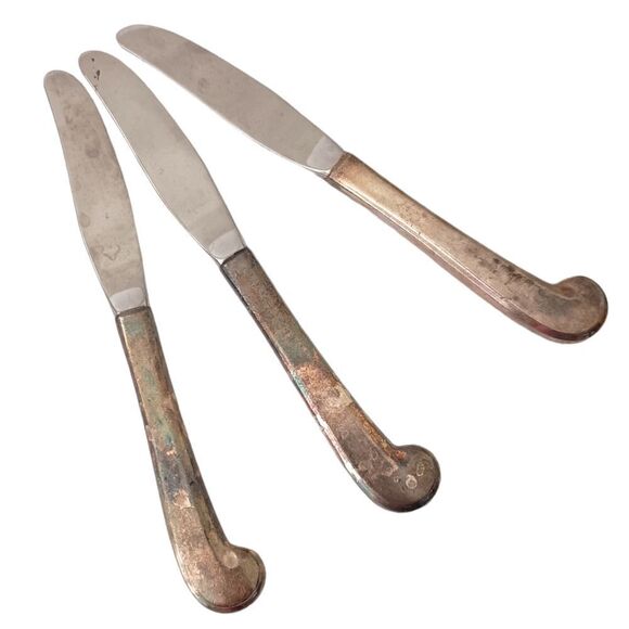 Vintage Yankee Drummer Inn Knife Set Of 3 Silver Plate Auburn MA Flatware Retro. - Picture 13 of 14